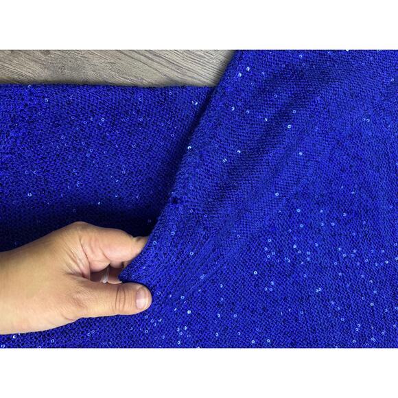 Soft Surroundings Royal Blue Sequin Knit Sweater Long Sleeve Pullover Small - Picture 2 of 8